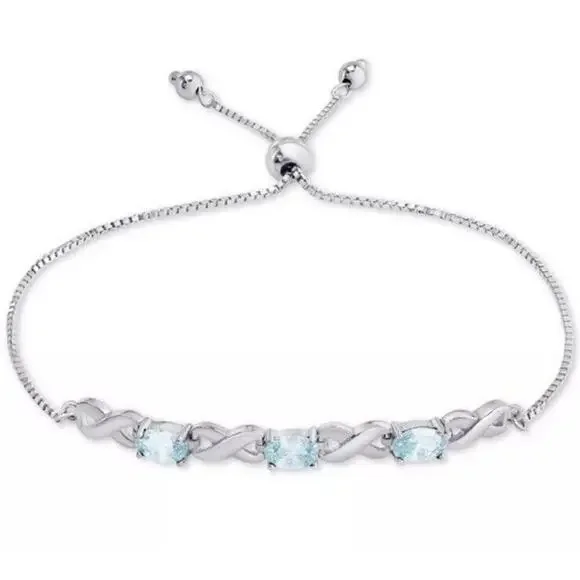 R H Macys co fine jewelry genuine blue topaz bracelet sterling silver New In Box